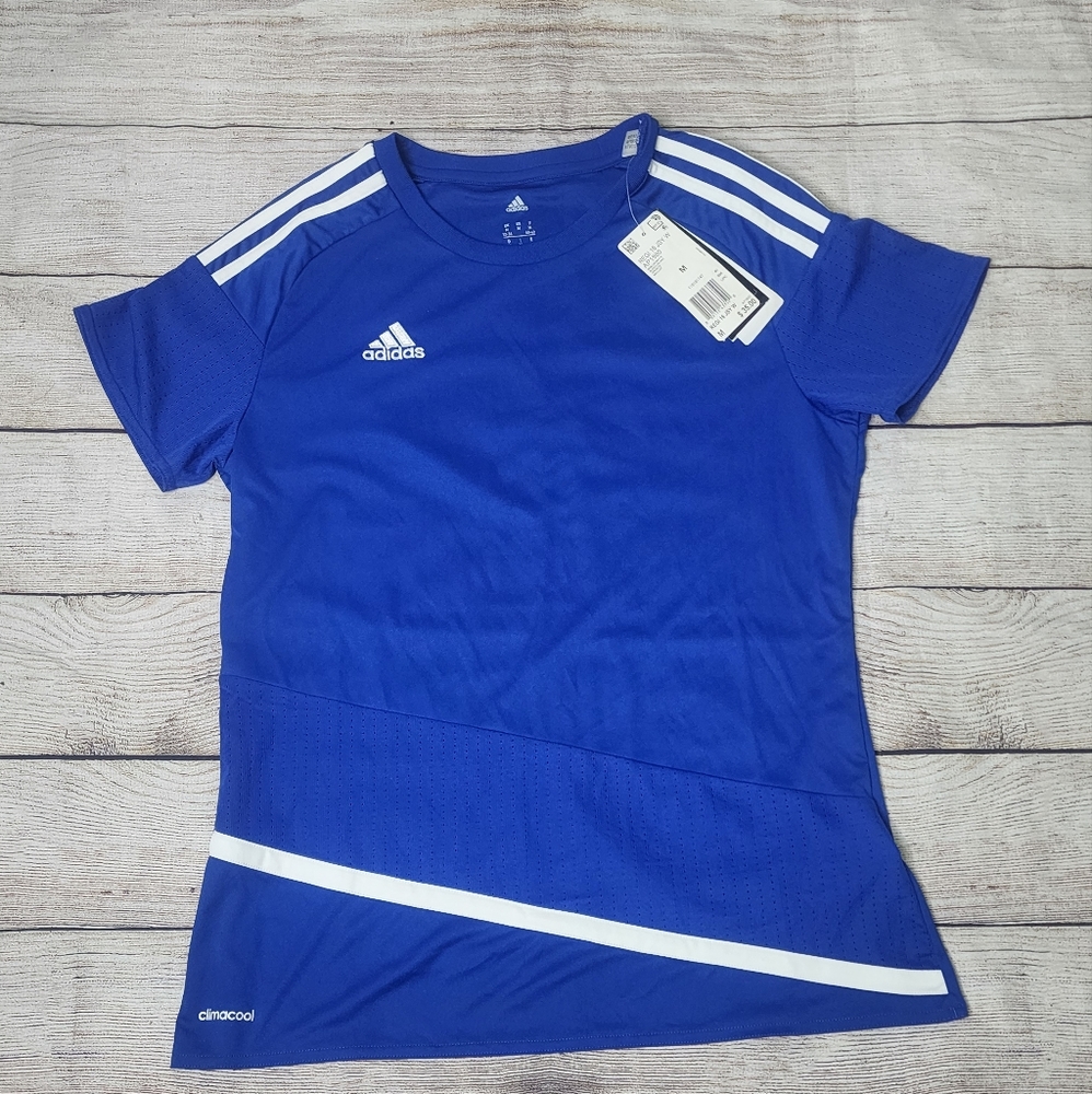 Blue and White Adidas Climacool Jersey M
